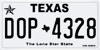 TX license plate DOP4328