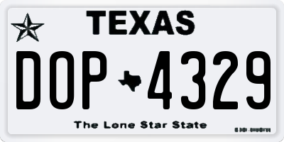 TX license plate DOP4329