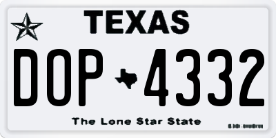 TX license plate DOP4332