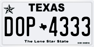 TX license plate DOP4333