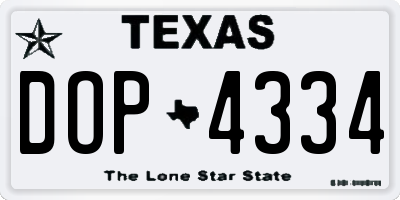 TX license plate DOP4334