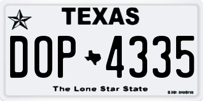 TX license plate DOP4335