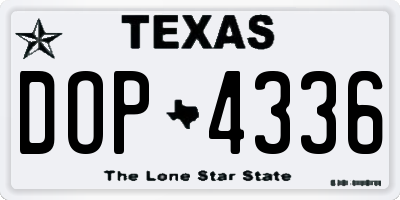 TX license plate DOP4336