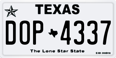 TX license plate DOP4337