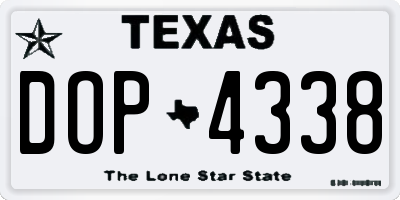 TX license plate DOP4338