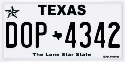 TX license plate DOP4342