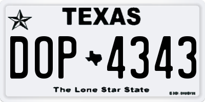 TX license plate DOP4343