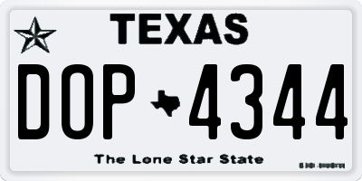 TX license plate DOP4344