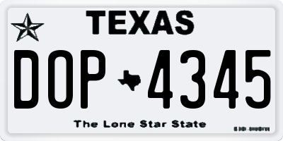 TX license plate DOP4345