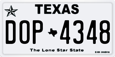 TX license plate DOP4348