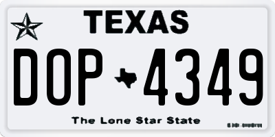 TX license plate DOP4349
