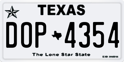 TX license plate DOP4354