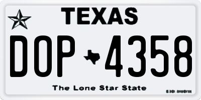 TX license plate DOP4358