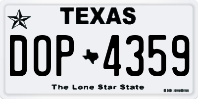 TX license plate DOP4359