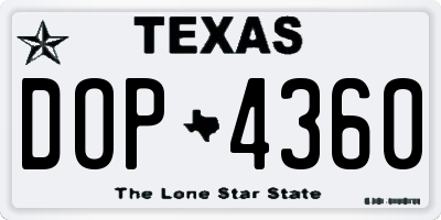 TX license plate DOP4360