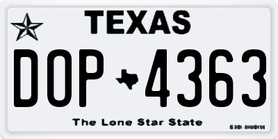TX license plate DOP4363
