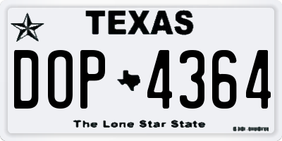 TX license plate DOP4364