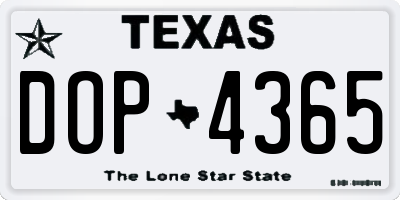 TX license plate DOP4365