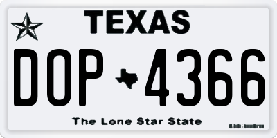 TX license plate DOP4366