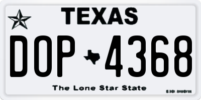 TX license plate DOP4368