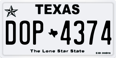 TX license plate DOP4374