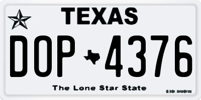 TX license plate DOP4376