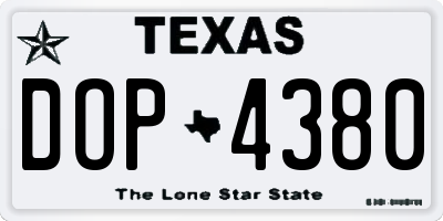 TX license plate DOP4380