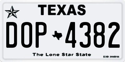 TX license plate DOP4382