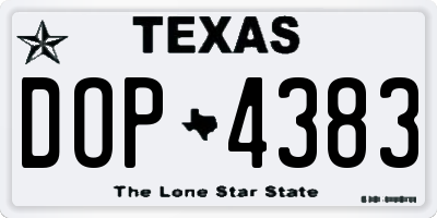 TX license plate DOP4383