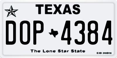 TX license plate DOP4384