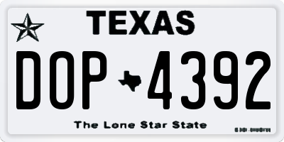 TX license plate DOP4392