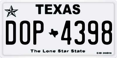 TX license plate DOP4398