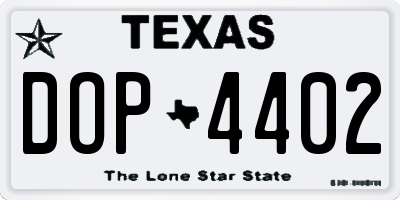 TX license plate DOP4402