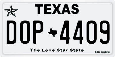 TX license plate DOP4409