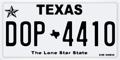 TX license plate DOP4410