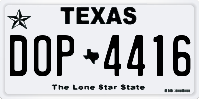 TX license plate DOP4416