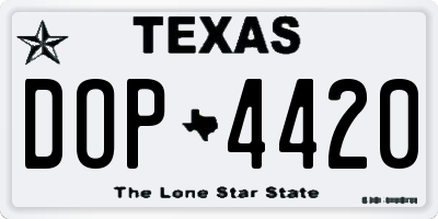 TX license plate DOP4420