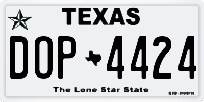 TX license plate DOP4424