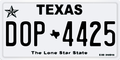TX license plate DOP4425