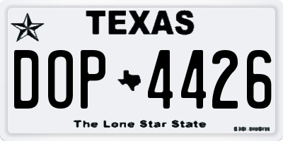 TX license plate DOP4426