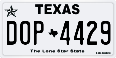 TX license plate DOP4429