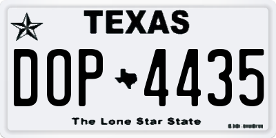 TX license plate DOP4435
