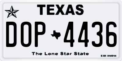 TX license plate DOP4436