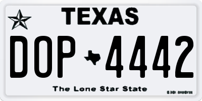 TX license plate DOP4442