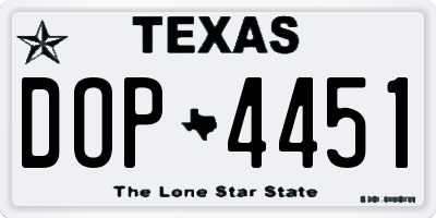 TX license plate DOP4451