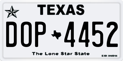 TX license plate DOP4452