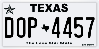 TX license plate DOP4457