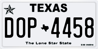 TX license plate DOP4458