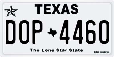 TX license plate DOP4460