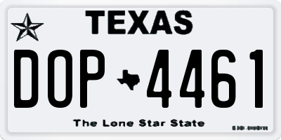 TX license plate DOP4461